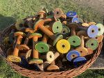 Vintage Wooden Industrial Textile Bobbins ,Antique Factory Cotton Spools