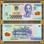 1 Million Vietnamese Dong   500K  Bank not IQD dinar Note Coins 500000 VND UNC 