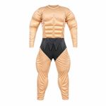 Muscle-Effect Cosplay Jumpsuit Long Sleeve Padded Bodybuilder Suit Stretchy