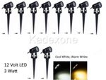 Mini 12 v volt 3W LED spot light Outdoor garden spike cool / warm white/ green