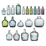 Glass Vase Bud Flower Pot Holder Bottle Bulb Ribbed Vintage Recycled Heavy Decor