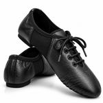 JAZZ DANCE SHOES Black Leather Neoprene Lace up irish Leotard Split Sole Pump 04