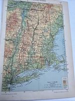 1950: Map Of New England States ( USA) Physical Print CN #97 Vintage
