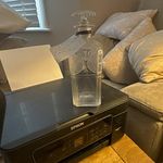 Clear Cut Glass Square Glass Decanter with Lid/Stopper, 500 ml Capacity
