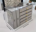 Jewellery Box Storage Organiser Large Capacity 5 Drawer 2 Side Display Grey