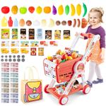 Shopping Cart Trolley Play Set Pretend Play Grocery Food Games Toy for Kids