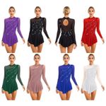 UK Women Figure Ice Skating Dress Rhinestone Competition Dance Costume Leotard