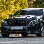 FOR MERCEDES C-CLASS W205 2015-18 GLOSS BLACK PANAMERICANA GT STYLE FRONT GRILLE