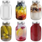 6 x HEFTMAN Glass Mason Jars & Lids 1 Litre 500ml 250ml Airtight Preserving Oats