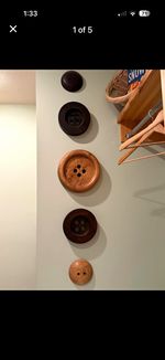 POTTERY BARN Brown Round Wood 2-Hole Flat Sewing Button wall decor