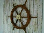 36" Brass Center Nautical Large Boat Ship Wooden Steering Wheel Wall Décor Gift