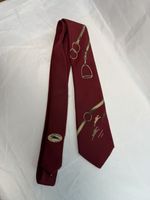 Vintage Longchamp Paris France Burgundy Horsebit Silk Tie Equestrian Made France