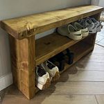 Wooden Brown Freestanding Shoe Rack Bench, 800mm (L) x 500mm (H) x 200mm (W)