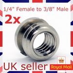2pcs 1/4" Female to 3/8" Male Camera Tripod Light Stand Thread Screw Adapter