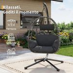 Rattan Swing Egg Chair Garden Hanging Indoor Outdoor Patio Hammock with Cushion
