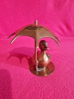 Brass Duck with An Umbrella Figurine Ornament 1970s? 5inch High Approx