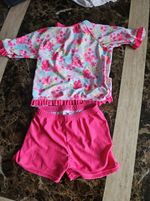 Toddler Girls Swimsuit 18-36 Months Shorts and T Sleeve Top Pink Floral