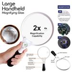 25X Extra Large Magnifying Glass Handheld 3 LED Lighted Reading Magnifier Lens