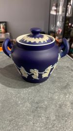 Wedgewood Hanley Brothers Cobalt Blue Sugar Bowl with Lid & Handles Rare
