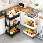 3 Tier Storage Trolley Cart on Wheels Kitchen Bathroom Laundry Rolling Rack New