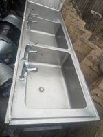 Commercial Stainless Steel Double Bowl Sink Catering Kitchen Left Hand Drainer