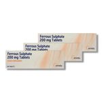 3 x Ferrous 200mg Tablets - Iron Supplement Anemia (Brands May Vary)