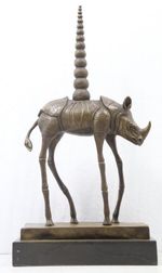 Surrealist Bronze 'Cosmic Rhinoceros' Sculpture - Salvador Dali - Marble Base