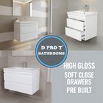 Gloss White Wall Hung Vanity Unit 500‑800mm Modern Bathroom Cabinet Basin
