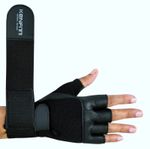 Weight Lifting Gym Gloves Leather Double Straps Training Workout Fitness Kenfit
