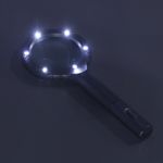 Handheld Magnifying Glass 4X Optical Illuminated Magnifier With 6 LED Lights For