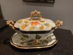  Antique H.Bequet Quaregnon Very large soup Covered Dish Tureen  With Platter