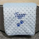 DOG CAT PET BLANKET BLUE BUBBLE EFFECT SOFT DURABLE PAW PRINT PERSONALISED
