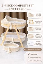 Baby Moses Basket with Rocking Wooden Stand & Mattress limited stock available  