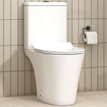 Close Coupled Rimeless Toilet Round Gloss White WC Pan Soft Close Seat & Cistern