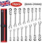 SILVERLINE METRIC COMBINATION FIXED FLEXIBLE HEAD RATCHET SPANNERS 6MM - 24MM