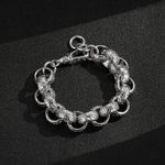 Men 925 Sterling Silver Chunky Ornate Bracelet (20mm Thick & 8 Inch Long) SP