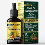 100% Pure Wild Oregano Oil + Ginger & Manuka Honey 93% Carvacrol 3% Thymol 60ml