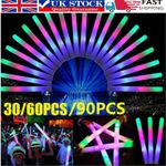 100x Foam Glow Sticks Premium High Quality Large LED Light up 18" Multi Colour