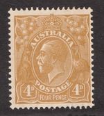 1933 Australia Sc# 118 - Four Pence - KGV, Kangaroo & Emu - MNH Cv$45