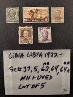 LIBIA LIBYA 1922-1934 Sc# 5, 37, 62 (MH), 64, 64a (MH) Lot of 5 Stamps