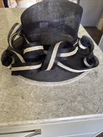 Sculptured Navy Blue and Cream Wedding Hat One Size Brand New Without Tags