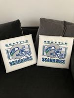 Seattle Seahawks Padded Cushions X 2 Retro Vintage 1993 NFL Very Rare