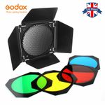 UK Godox BD-04 Barn Door+Honeycomb Grid+4 Color Filter for Standard Reflector