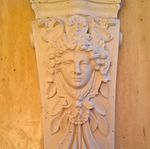 White Plaster Architectural Corbel Decorative Ornament with Female Face Relief