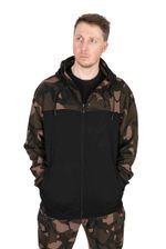 Fox Carp Fishing Clothing Range - L/W Black & Camo Split Zip Hoody - All Sizes