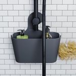 Croydex Hanging Shower Caddy Grey No Drill Bathroom Storage Basket