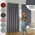 100% Blackout Eyelet Curtains Ready Made Ring Top Thick Thermal Linen Curtain UK