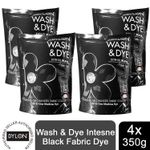 Dylon Wash & Dye Fabric Dye, Intense Black, 4 Packs of 350g