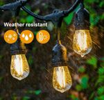 49Ft LED Festoon Garden String Light Main E27 S14 15Pcs Bulbs Outdoor Lighting