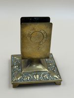 Antique Victorian Brass Matchbox Holder Ornate Desk Decorative Match Box Tidy